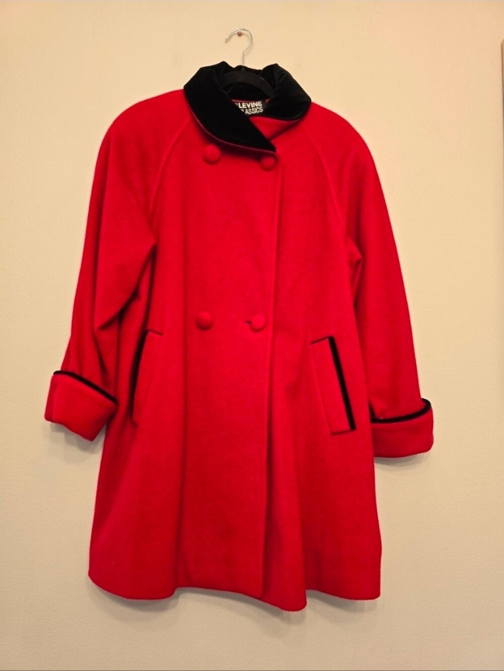 EUC Women's Larry Levine Classics Red Wool Peacoat Size 8 Medium